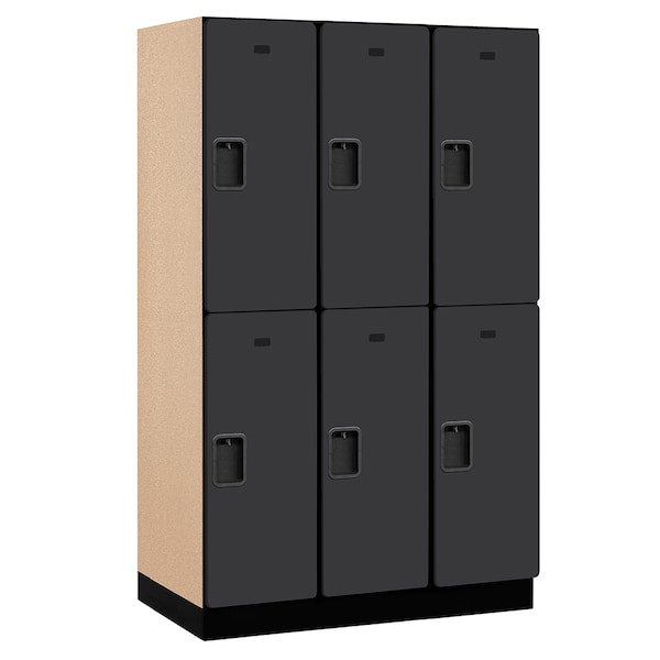 Wardrobe Locker, 45" W, 21" D, 76" H, (3) Wide, (6) Openings, Black